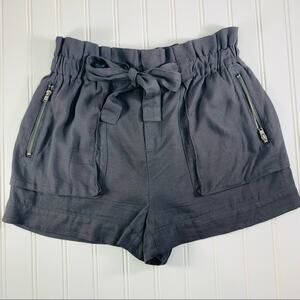 Gray High Waist Paper Bag Shorts Sz Small  Cargo